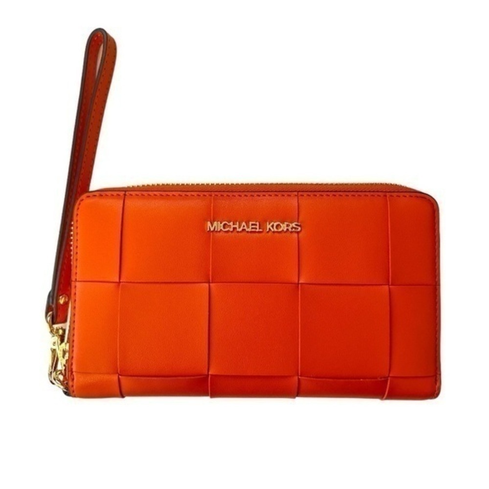 Michael Kors Jet Set Wallet Woven Wristlet Orange New With Tags